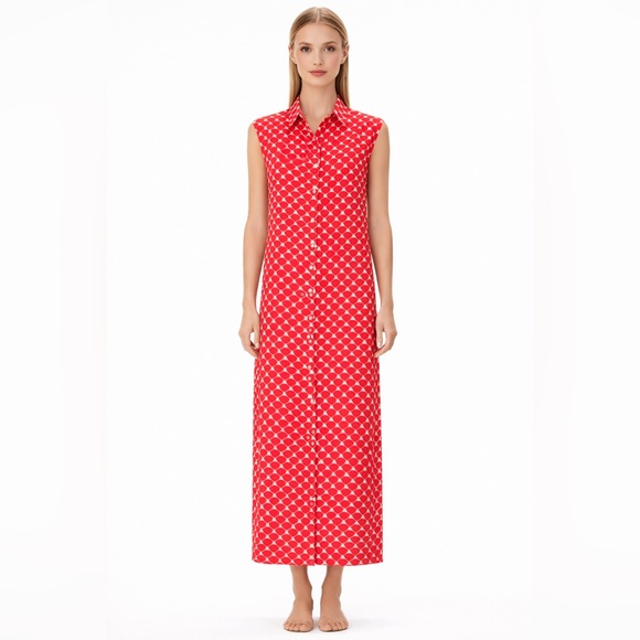 Club Monaco Dresses & Skirts - Club Monaco Silk Sleeveless Shirt Dress Red